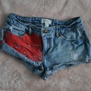 Paisley Bandana Denim Shorts